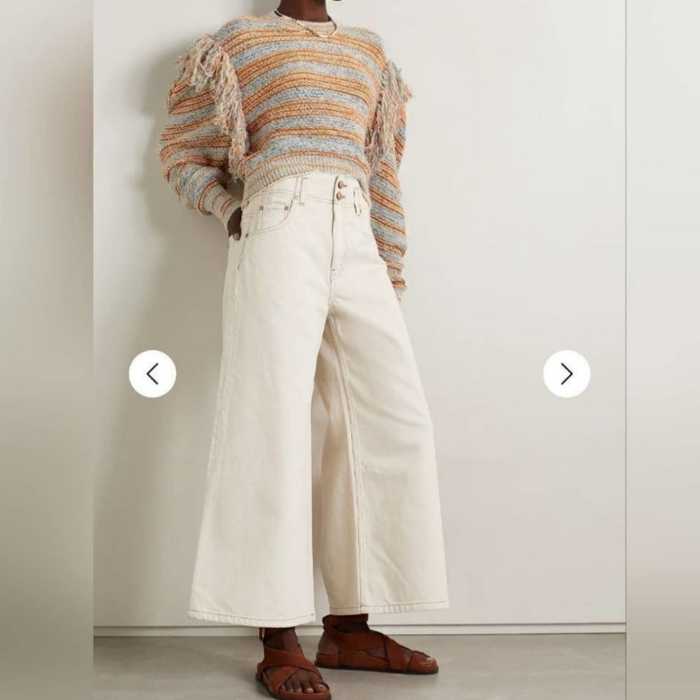 Ulla Johnson Orange And Blue Arquette Fringed Striped Sweater In Lily Size Small - Picture 4 of 14